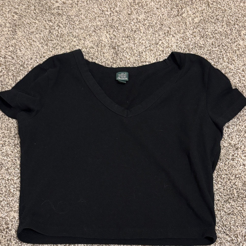 Wild Fable Black V-Neck Crop Top